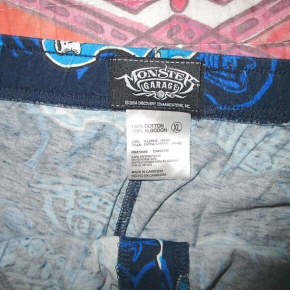 MONSTER Garage SKULLS Lounge Size XL PANTS Pockets FLEECE Pajama FLY Tools Rule - Picture 6 of 9